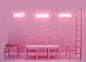 extraodd : this is not a mistake : This pink space is the result of a one-year MA study about fantastic scenarios and extraordinary creations. The space was created in order to propose a monochromatic micro-universe in which three chairs are modified acco