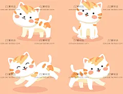 卡通可爱Q版猫咪兔子动物形象贺卡标签海报背景设计矢量图片素材-淘宝网