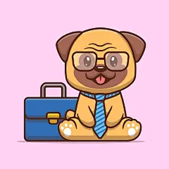 八哥犬公文包社畜插画矢量图设计素材