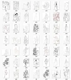 古风高清动漫线稿 sai手绘人物漫画 CG上色插画临摹素材 XB006-淘宝网