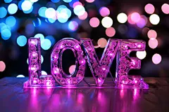 立体love英文发光字母背景图片