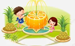 桔子喷泉插画矢量图高清素材 免抠 设计图片 页面网页 平面电商 创意素材 png素材