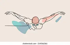 Single continuous line drawing of butterfly professional swimmer man focus training in gym swimming pool center. Healthy lifestyle concept. Trendy one line draw design graphic vector illustration 库存矢量图