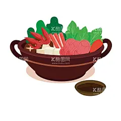 火锅食材手绘卡通元素  - 源文件下载【酷图网】白菜,餐饮,肥牛,海报,火锅,季节热点,金针菇,卡通手绘,辣椒,麻辣,美食,美食海报,培根,