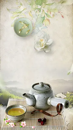 茉莉花茶中国风宣传海报H5背景psd 茶水 茶艺 茶道 饮茶 背景 设计图片 免费下载 页面网页 平面电商 创意素材