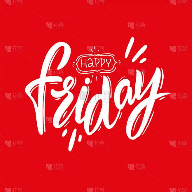 Friday hand drawn vector lettering. Vector illustr素材-花瓣网