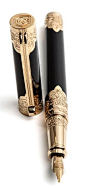 This version of the Second Empire pen is meant to be more ergonomic and a day-to-day pen. The body is in black placed lacquer with engraved pale gold finishes. The clip is inspired by Second Empire furniture. #SecondEmpire #STDupont Available at LightersD