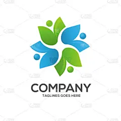 生态环境绿叶自然群落标志载体, 自然绿叶矢量标志标识