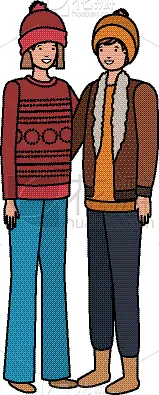 伴侣,性格,厚衣服,头像,热,外套,家庭,雪,相伴,站