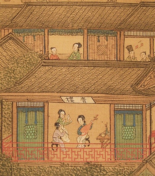 明 仇英《清明上河图》，卷帘上面开了窗，...