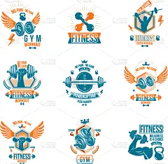 化妆舞会服,图像,矢量,分离着色,收集,举重,锻炼,构图
