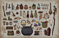 The Witch's Cottage Props, Cameron McCarthy : Assorted props found in the cottage of the witch, for my personal project Inn Stígr.