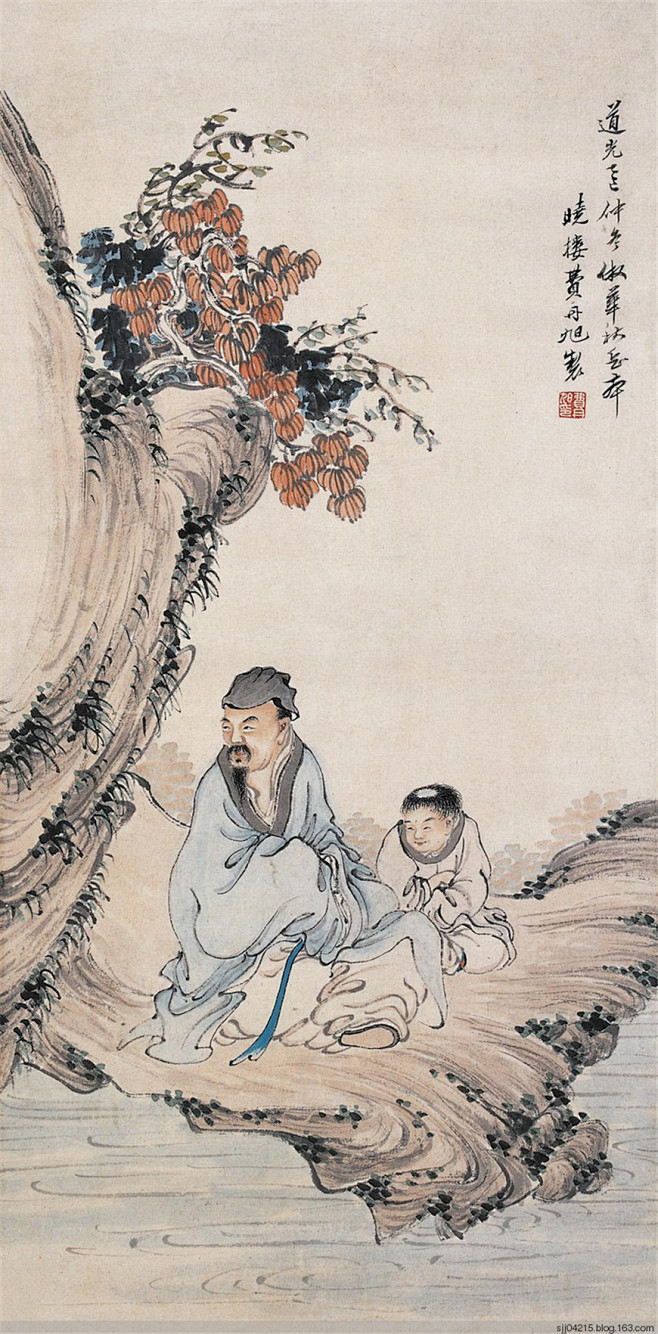 费丹旭——【道光乙巳仲春,仿华秋岳本】人物山水