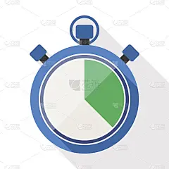 秒表图标与长阴影在白色的背景
