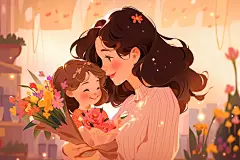 治愈美好卡通母亲节插画