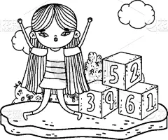 女孩,玩具,积木,可爱的,创造力,季节,太空,图像,度假,教育