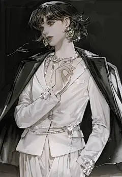 韩国画师pilyeon插画作品华丽复古西方人物原画美术素材临摹参考