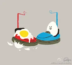 鸡蛋的悲剧？Brock Davis似乎特别喜欢用食物和微小的东西做题材，这是他设计的儿童T恤图案。更多内容可以看这里http://t.cn/zOORYnk