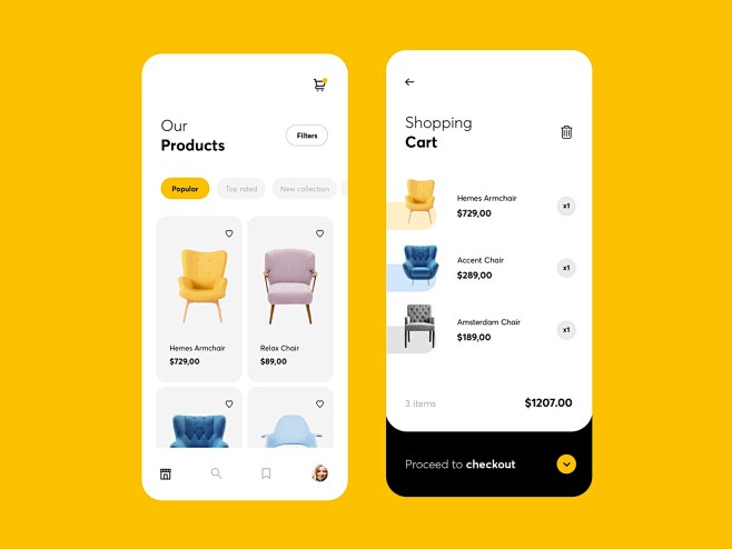 家具移动应用程序UX UI商店移动家具商...