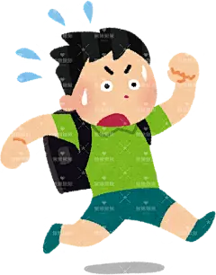 一名小学生为了不迟到上学，背着书包快速奔跑chikoku_syougakusei_boy正面 全身照 小学生 幼儿 幼儿园 孩子 儿童 插画 免扣 素材 手绘 png