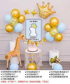 金色皇冠定制数字生日装饰背景墙海报拉旗宝宝周岁布置套餐男孩-tmall.com天猫