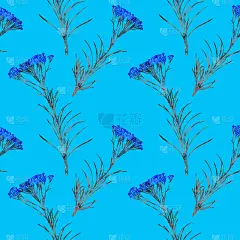 咖喱植物无缝图案，水彩插画。