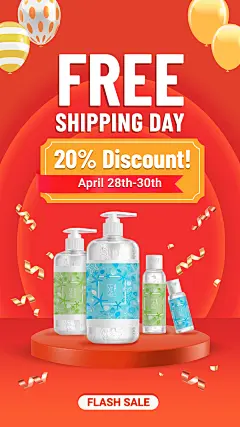Ballon Element Free Delivery Day Home Cleaning Products Sale Promotion Ecommerce Story