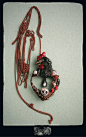 Black pullet : Pendant "Black pullet". Polymer clay, pastel, paint, wire, pearl, metal furniture.