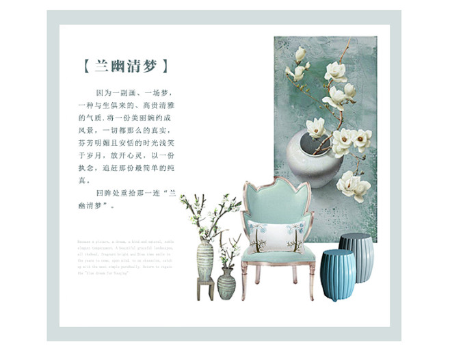 沙发靠垫中式样板房抱枕复古典蓝色方枕奢华...