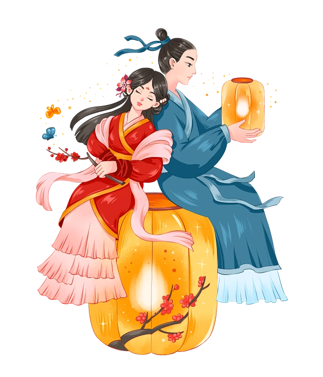七夕PNG素材 设计群：774716740-花瓣网