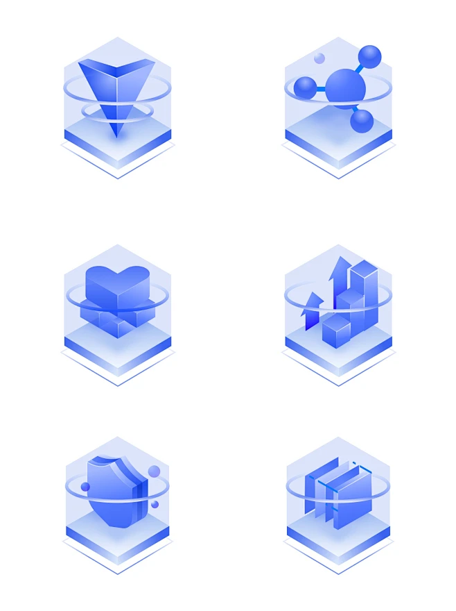 1803蓝色科技感3D立体智慧智能UI图标icon-花瓣网