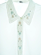 古着孤品复古vintage尖货日本制清新刺绣花朵镂空白长袖衬衫衬衣-淘宝