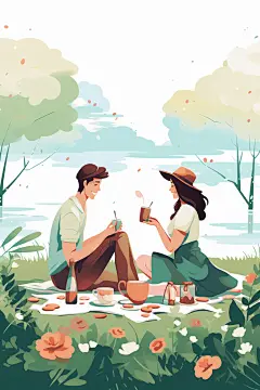 学生放暑假漫画风快乐插画