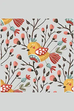 清新粉色森系手绘动物植物花鸟高清图片