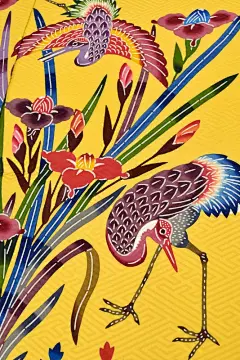 【★プレミアム】 【城間栄順】 傑作本場琉球紅型お振袖 「しだれ桜に網鳥」 ≪他にはない極上品をお探しの方に！≫|京都きもの市場