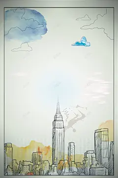 手绘线条建筑海报背景矢量图 背景素材 背景 设计图片 免费下载 页面网页 平面电商 创意素材