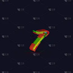 三维图形,多色的,矢量,性格,数字7,字母,匈牙利,模板,现代,阴影