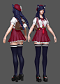 Ahri WIP, Blair Armitage : For the Riot games challenge on polycount, decided to make a schoolgirl type skin for Ahri, I haven't made a cute girl in a while.