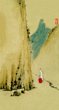 老树画画：人世忒不清静，名利惹人心烦。何时收拾行李，独自遁入秋山。