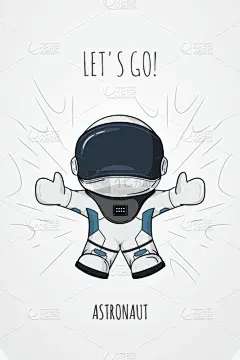 太空服,宇航员,动画片,水滴,矢量,手,绘画插图,让,太空头盔,男子的田赛项目