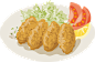手绘卡通可爱食物日式饭面条汉堡天妇罗烤肉火锅免抠PNG图案素材 (8)