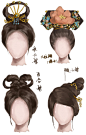 古代侍女仕女女子发型绘画教程CG美女头饰发型设计参考素材XE003-淘宝网