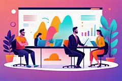 卡通现代扁平风商务办公场景插画