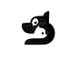 猫与狗的动物徽标素描猫和狗可爱的狗猫负空间插图符号标记徽标
