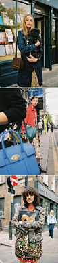 Handbags for real life style，Vogue x Mulberry 于伦敦街头上一组极具vintage味道的snapshot合作企划，当中造型的实用性值得参考啊。 ​​​​
