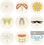 insect n flower badges_创意图片