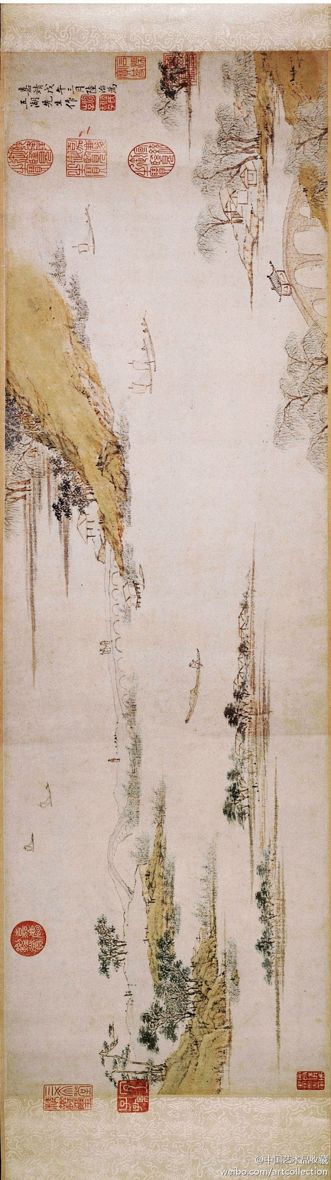 中国艺术品收藏#山水画#【 明 陆治 《...