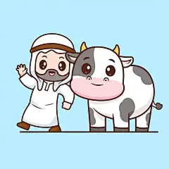 可爱卡通牛插画矢量图设计素材
