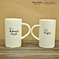 Mr right/Mrs always right陶瓷磨砂马克杯/水杯/情侣杯/结婚礼物20元 #采集大赛#