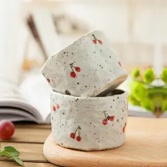 燚坊手捏手绘可爱小清新简约马克杯陶瓷杯子闺蜜杯创意送礼 樱桃-淘宝网